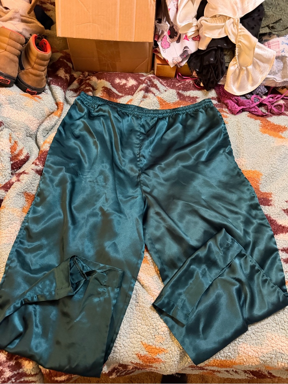 Victoria's Secret Teal Satin Pajama Pants